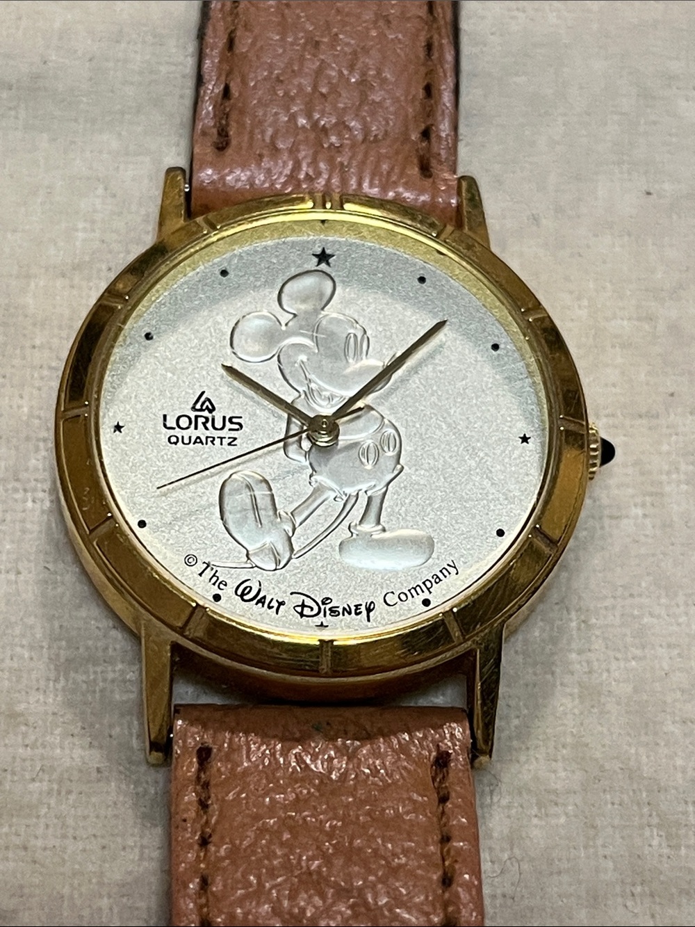 Lorus Disney Women's Gold-Tone Mickey Mouse Quartz Watch with Brown Strap